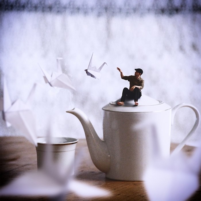 Crane coming from away — surreal photography by Achraf Baznani